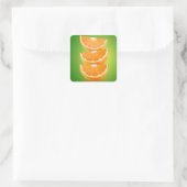 Oranje stukken op groen vierkante sticker (Tas)