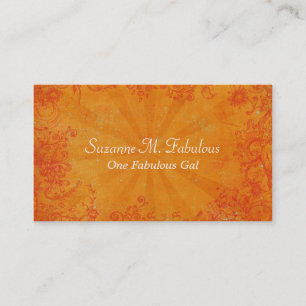 Oranje SunBurst Floral Swirl Grungy Visitekaartje