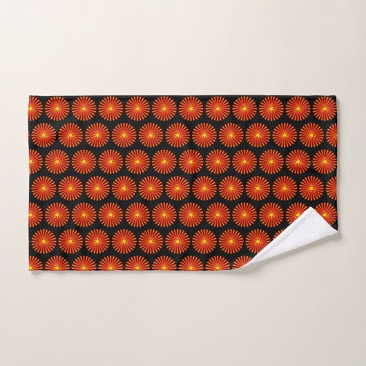 Oranje Sunburst Fractal Beach House Pattern Bad Handdoek (Handdoek)