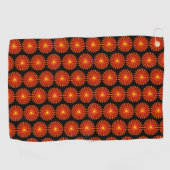 Oranje Sunburst Fractal Beach House Pattern Golfhanddoek (Horizontaal)