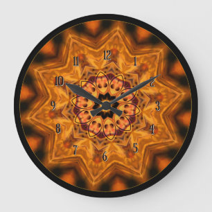 Oranje Sunburst Mandala Wall Clock Grote Klok
