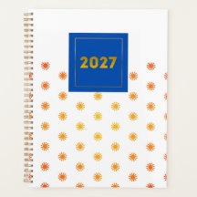 Oranje Sunburst Stip 2027 Planner Navy Label