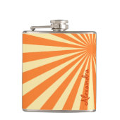 Oranje Sunburst "Voeg Jouw naam toe" Heupfles (Voorkant)