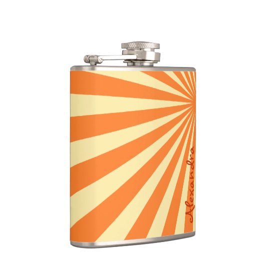 Oranje Sunburst "Voeg Jouw naam toe" Heupfles (Rechts)