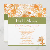 Oranje Sunflower Bridal Shower Invitation Kaart (Voorkant / Achterkant)