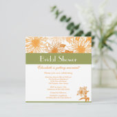 Oranje Sunflower Bridal Shower Invitation Kaart (Staand voorkant)