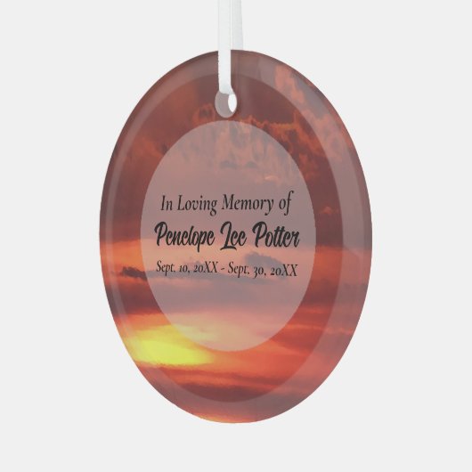 Oranje Sunrise Memorial Keepomwille Suncatcher Glas Ornament (Voorkant links)