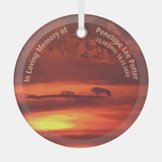 Oranje Sunrise Memorial Keepomwille Suncatcher Glas Ornament (Voorkant)