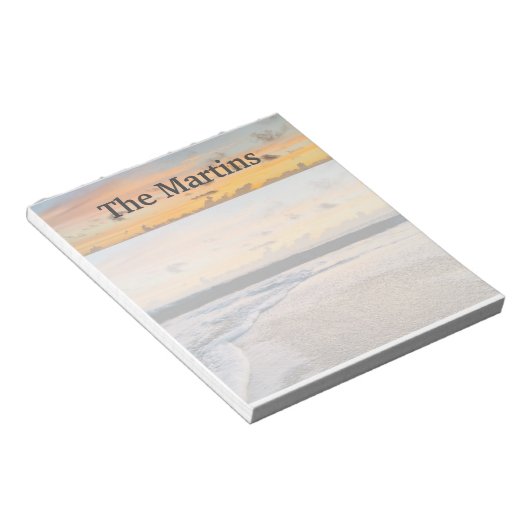 Oranje Sunrise Ocean Custom Notitieblok (Schuin)