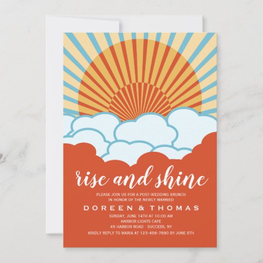 Oranje Sunrise Post Wedding Brunch Invitation Kaart (Voorkant)