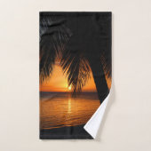 Oranje Sunset Beach Tropical Island Palm Tree Bad Handdoek (Handdoek)