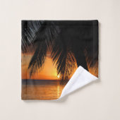Oranje Sunset Beach Tropical Island Palm Tree Bad Handdoek (Wasdoekje)