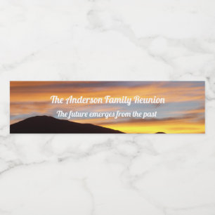 Oranje Sunset Family Reunion Quote Name Tag Waterfles Etiket