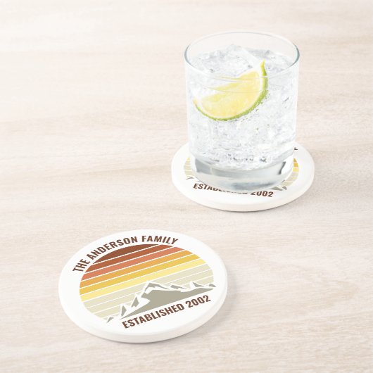 Oranje Sunset Mountain Custom Family Home Zandsteen Onderzetter (Zijkant)