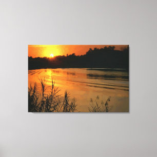 Oranje SunSet Oil Painting Print Wrapped