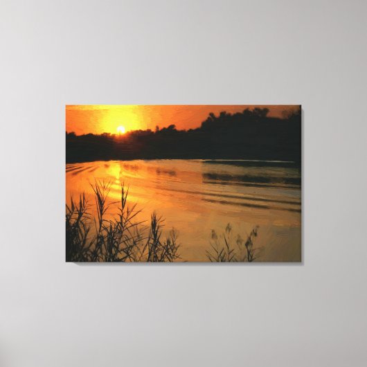 Oranje SunSet Oil Painting Print Wrapped (Voorkant)