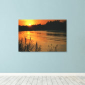 Oranje SunSet Oil Painting Print Wrapped (Insitu (Houten vloer))