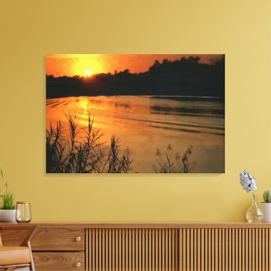 Oranje SunSet Oil Painting Print Wrapped (Insitu (Woonkamer))