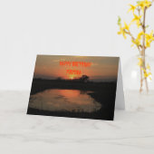 Oranje Sunset Reflection Verjaardag Kaart (Gele Bloem)
