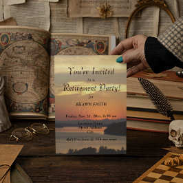 Oranje sunset retirement Party Kaart