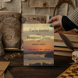 Oranje sunset retirement Party Kaart