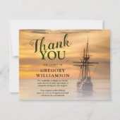 Oranje Sunset Ship Funeral Memorial Bedankkaart (Voorkant)