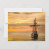 Oranje Sunset Ship Funeral Memorial Bedankkaart (Achterkant)