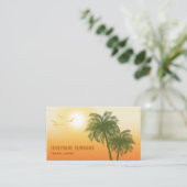 Oranje Sunset Tropical Palm Trees Reisbureau Visitekaartje (Staand voorkant)