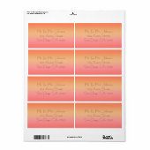 Oranje Sunset Tropische Adresetiketten Sticker (Full Sheet)