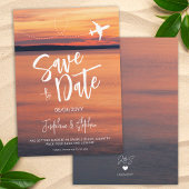 Oranje Sunset Vliegtuig Vorm Destination Wedding Save The Date