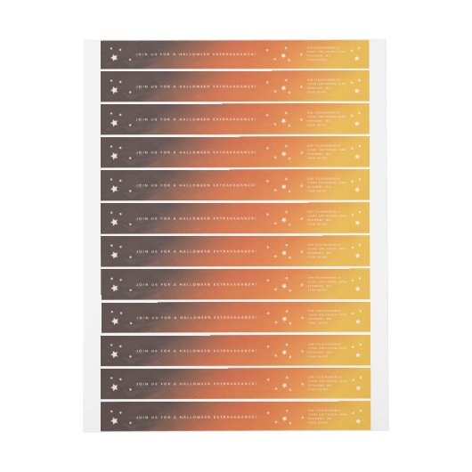 Oranje Sunset+White Stars Wraparound-adreslabel (Vel)