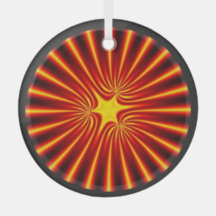 Oranje Sunshine Starburst Fractal Mandala Glas Ornament