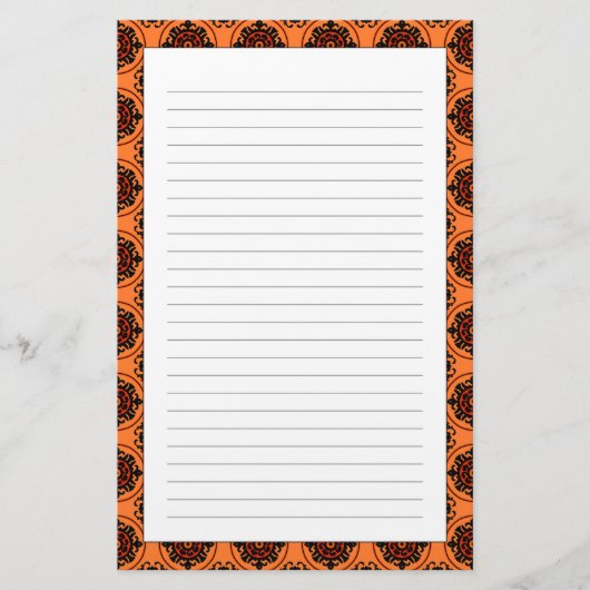 Oranje Suzani-patroon Briefpapier (Voorkant)