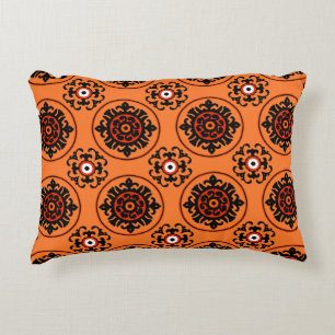 Oranje Suzani-patroon Decoratief Kussen