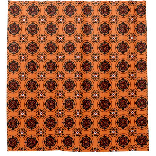 Oranje Suzani-patroon Douchegordijn (Voorkant)