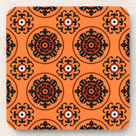 Oranje Suzani-patroon Drankjes Onderzetter (Voorkant)