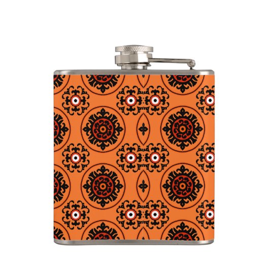 Oranje Suzani-patroon Heupfles (Achterkant)