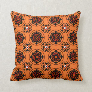 Oranje Suzani-patroon Kussen