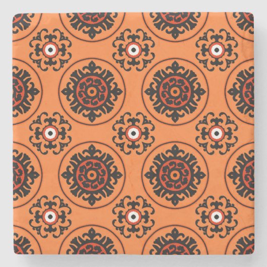 Oranje Suzani-patroon Stenen Onderzetter (Voorkant)