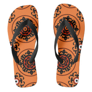 Oranje Suzani-patroon Teenslippers