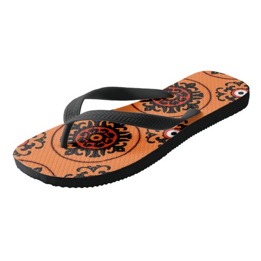 Oranje Suzani-patroon Teenslippers (Schuin)