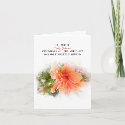 Oranje sympathie voor Hibiscus Bedankkaart (Voorkant)