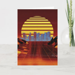 Oranje Synthwave Groeten Kaart