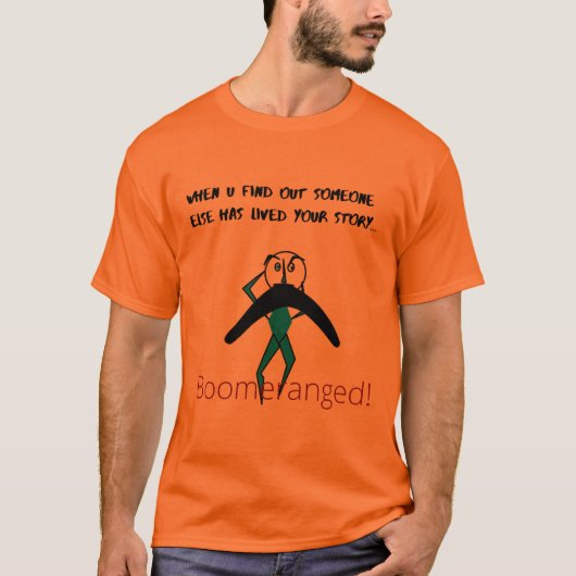 Oranje T-shirt "Mijn verhaal" Boomeranged (Voorkant)