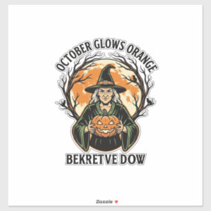 Oranje T-shirt Vintage Hekserij Pompoen Bewustzijn Sticker