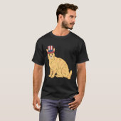Oranje Tabby Cat 4th of July Amerikaanse vlag Patr T-shirt (Voorkant volledig)