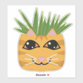 Oranje Tabby Cat Aloe Plant Planter Sticker (Vel)