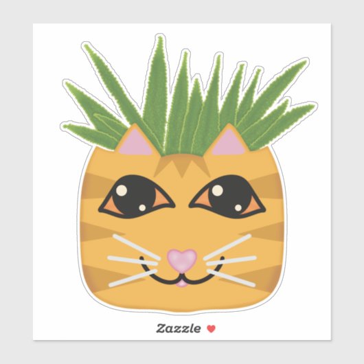 Oranje Tabby Cat Aloe Plant Planter Sticker (Vel)