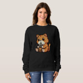 Oranje Tabby Cat Bubble Tea Pet Funny Boba Trui (Voorkant volledig)