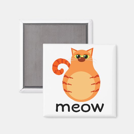 Oranje Tabby Cat Cartoon Meow Magneet (Voorkant / Achterkant)